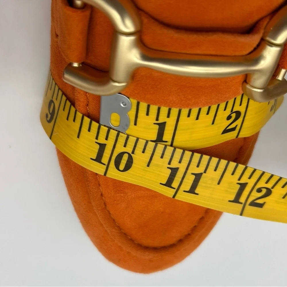 Parrotto Italian Women’s Suede Loafers Orange Gold Horsebit EU 39 NWB - Picture 11 of 13